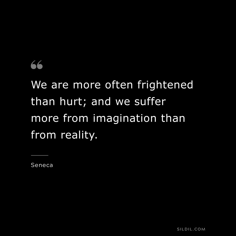 We are more often frightened than hurt; and we suffer more from imagination than from reality. ― Seneca