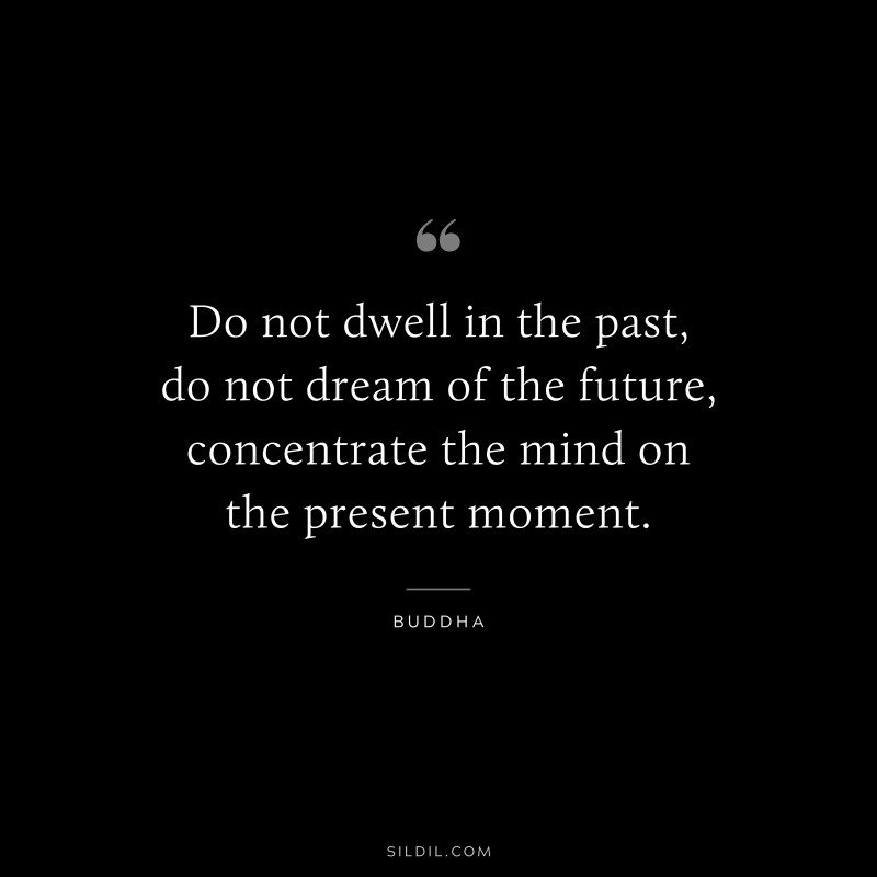 Do not dwell in the past, do not dream of the future, concentrate the mind on the present moment. ― Buddha