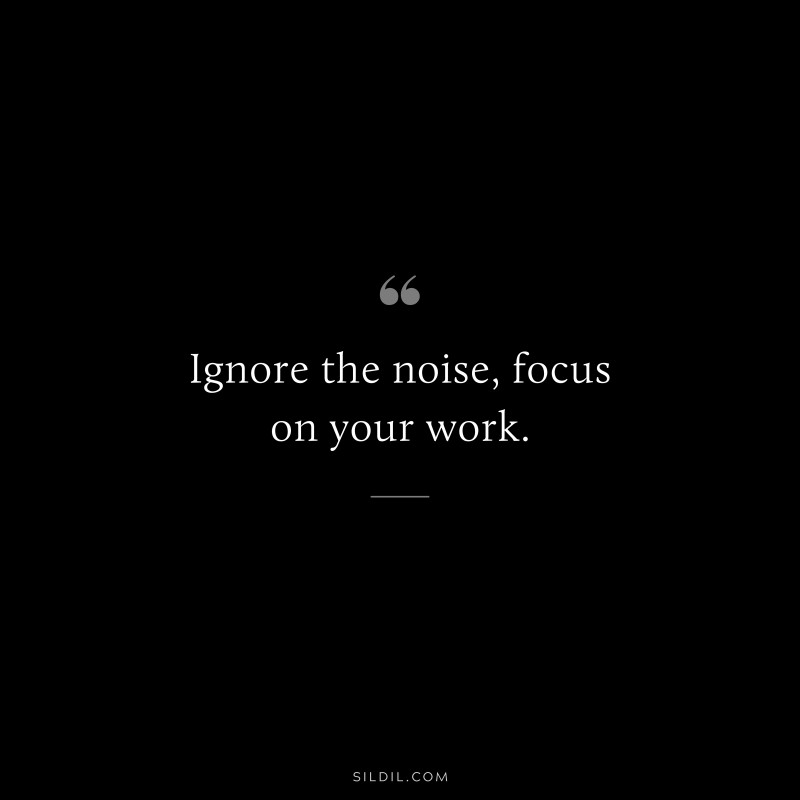 Ignore the noise, focus on your work.