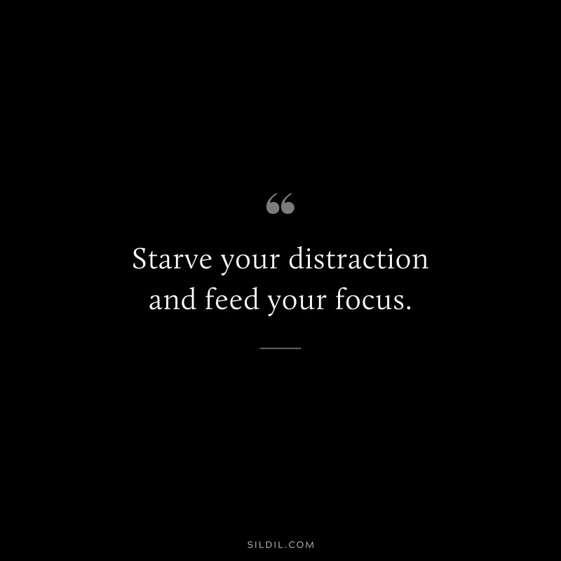 Starve your distraction and feed your focus.