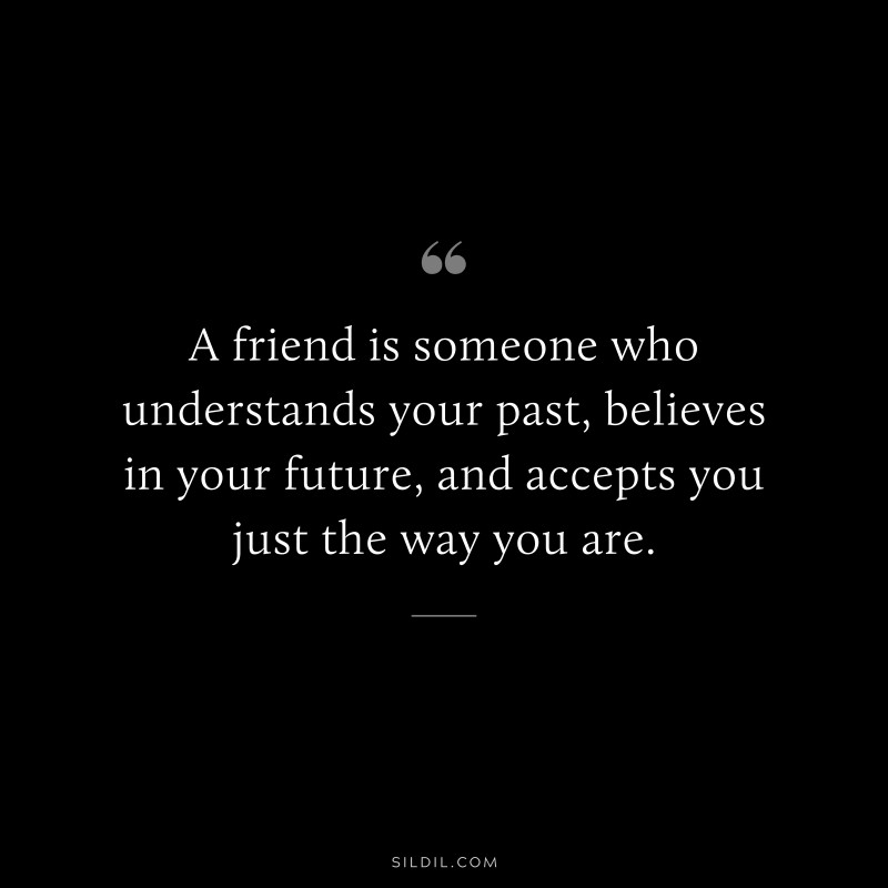 A friend is someone who understands your past, believes in your future, and accepts you just the way you are.