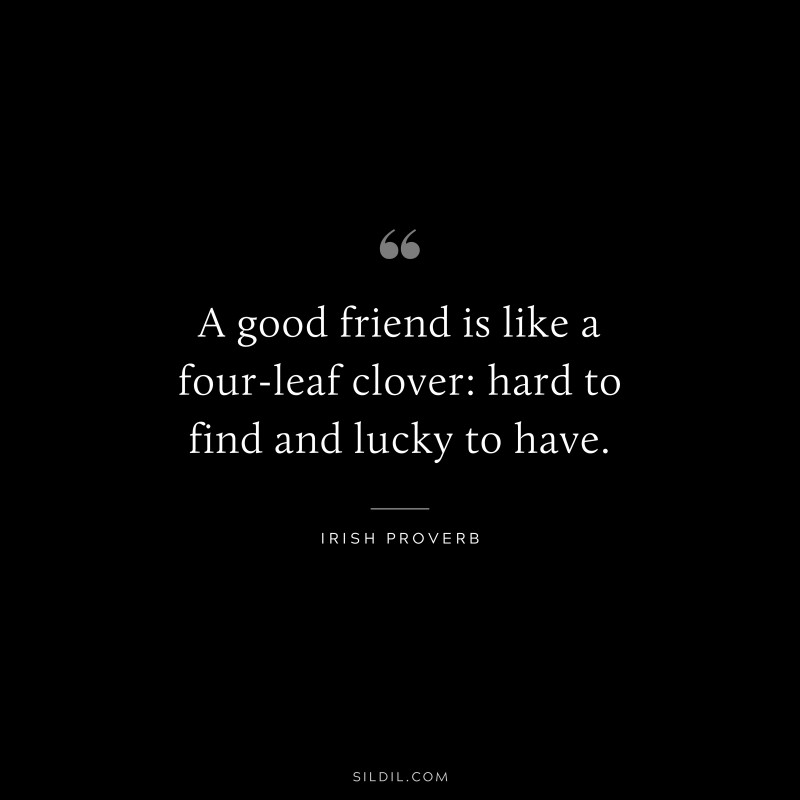 A good friend is like a four-leaf clover: hard to find and lucky to have. ― Irish proverb