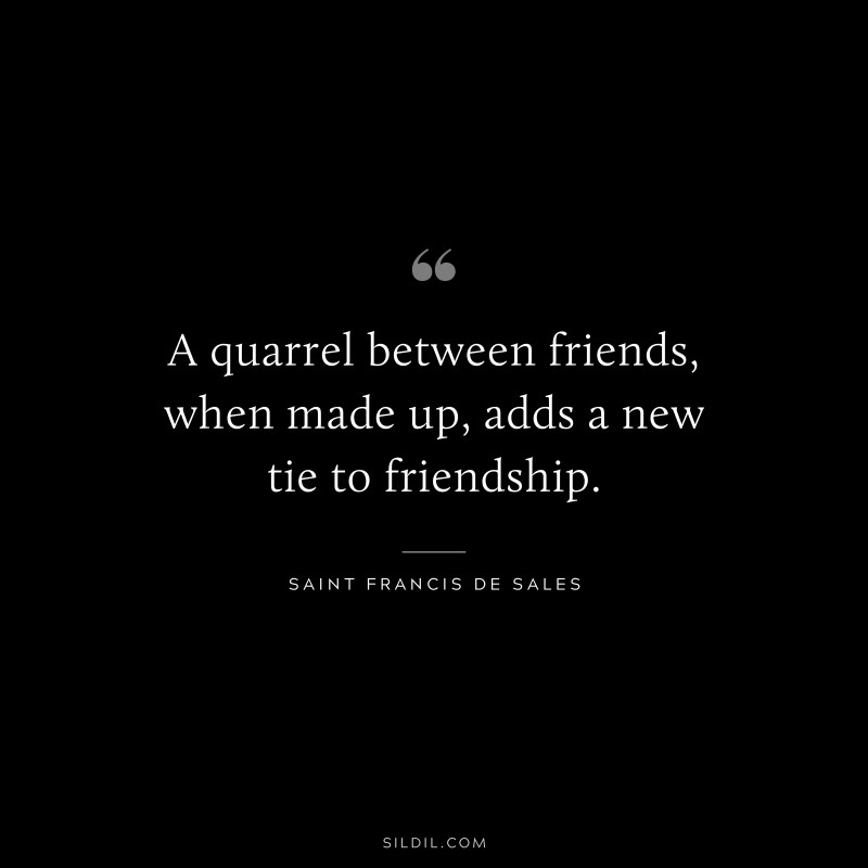 A quarrel between friends, when made up, adds a new tie to friendship. ― Saint Francis De Sales