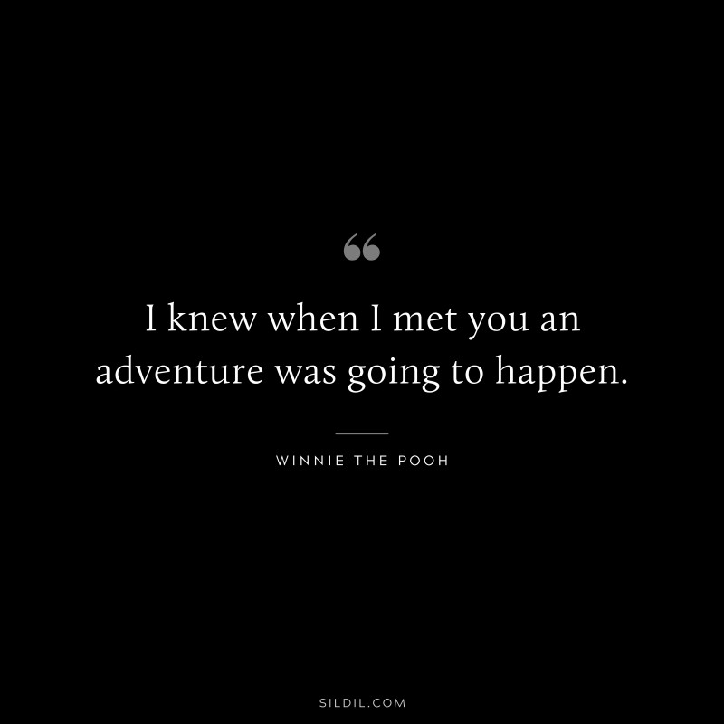I knew when I met you an adventure was going to happen. ― Winnie The Pooh
