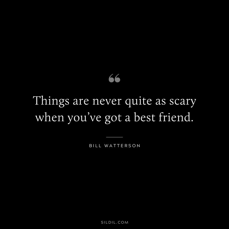 Things are never quite as scary when you’ve got a best friend. ― Bill Watterson