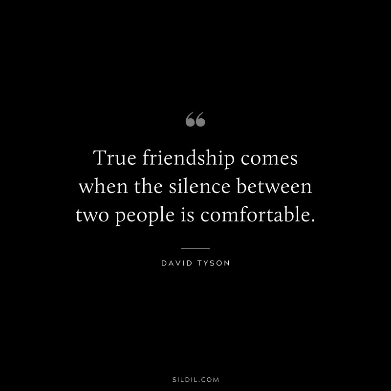 True friendship comes when the silence between two people is comfortable. ― David Tyson