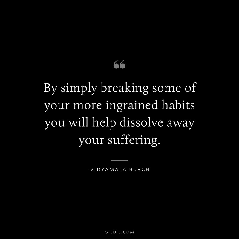By simply breaking some of your more ingrained habits you will help dissolve away your suffering. ― Vidyamala Burch
