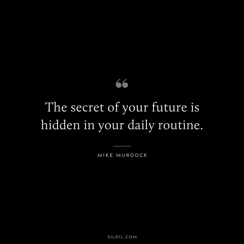 The secret of your future is hidden in your daily routine. ― Mike Murdock