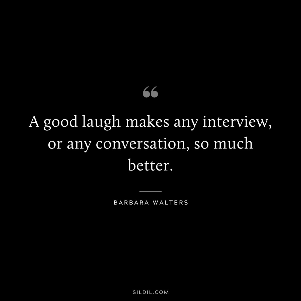 A good laugh makes any interview, or any conversation, so much better. ― Barbara Walters