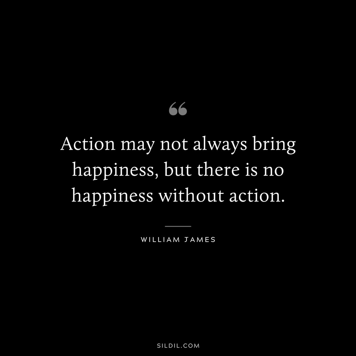 Action may not always bring happiness, but there is no happiness without action. ― William James