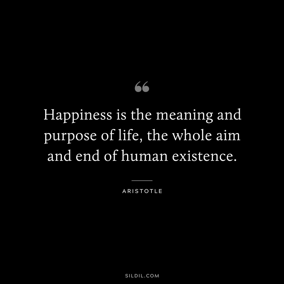 Happiness is the meaning and purpose of life, the whole aim and end of human existence. ― Aristotle