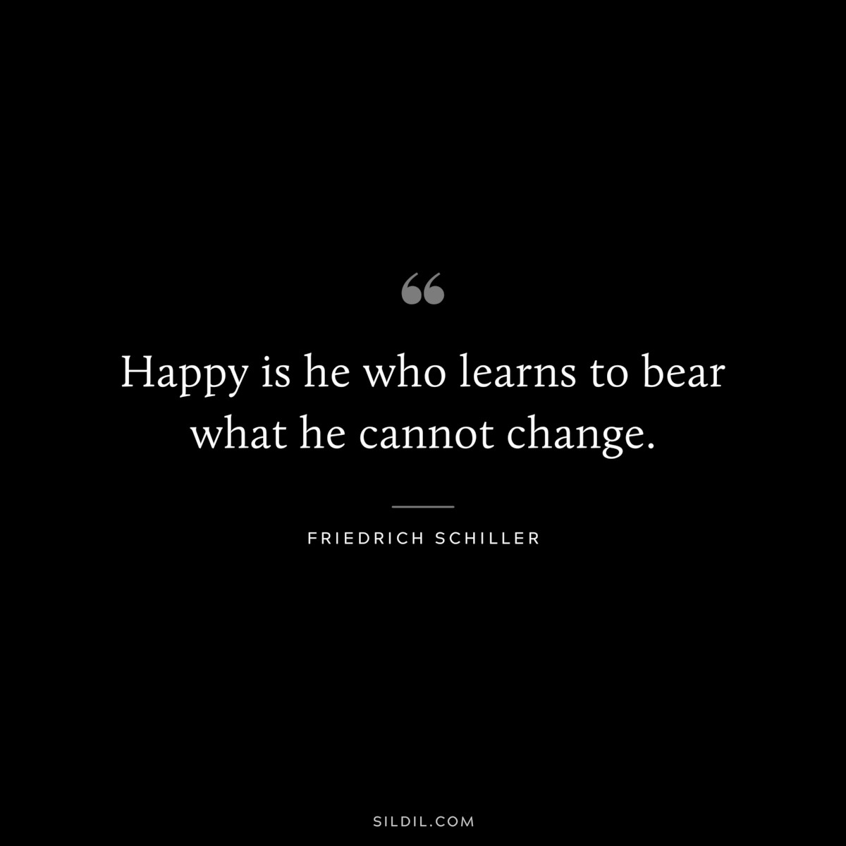 Happy is he who learns to bear what he cannot change. ― Friedrich Schiller