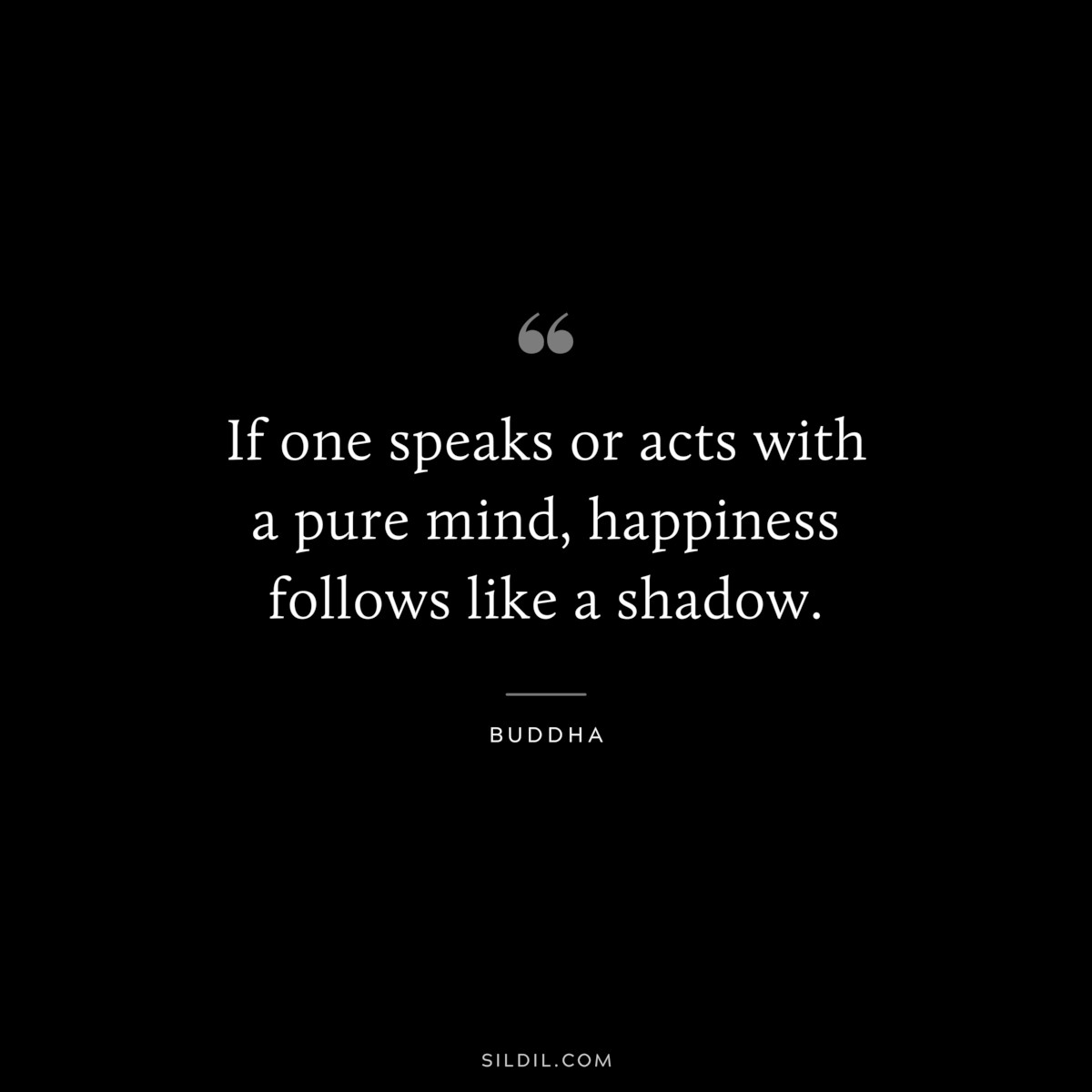 If one speaks or acts with a pure mind, happiness follows like a shadow. ― Buddha