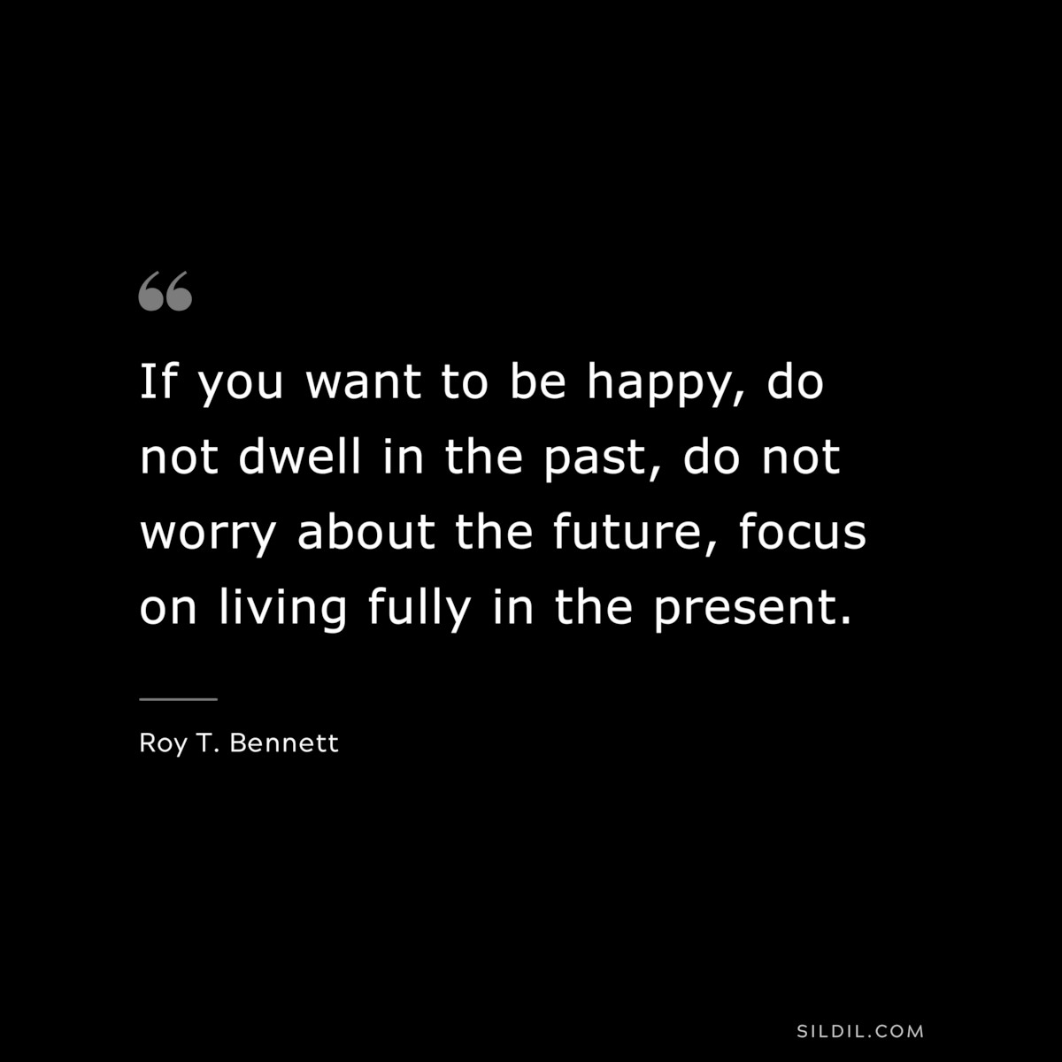 If you want to be happy, do not dwell in the past, do not worry about the future, focus on living fully in the present. ― Roy T. Bennett