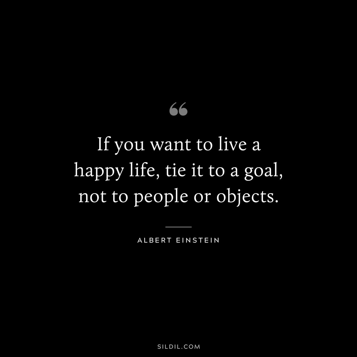 If you want to live a happy life, tie it to a goal, not to people or objects. ― Albert Einstein