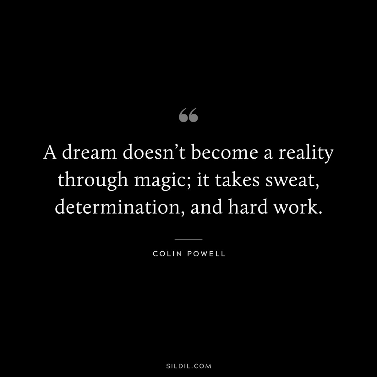 A dream doesn’t become a reality through magic; it takes sweat, determination, and hard work. ― Colin Powell