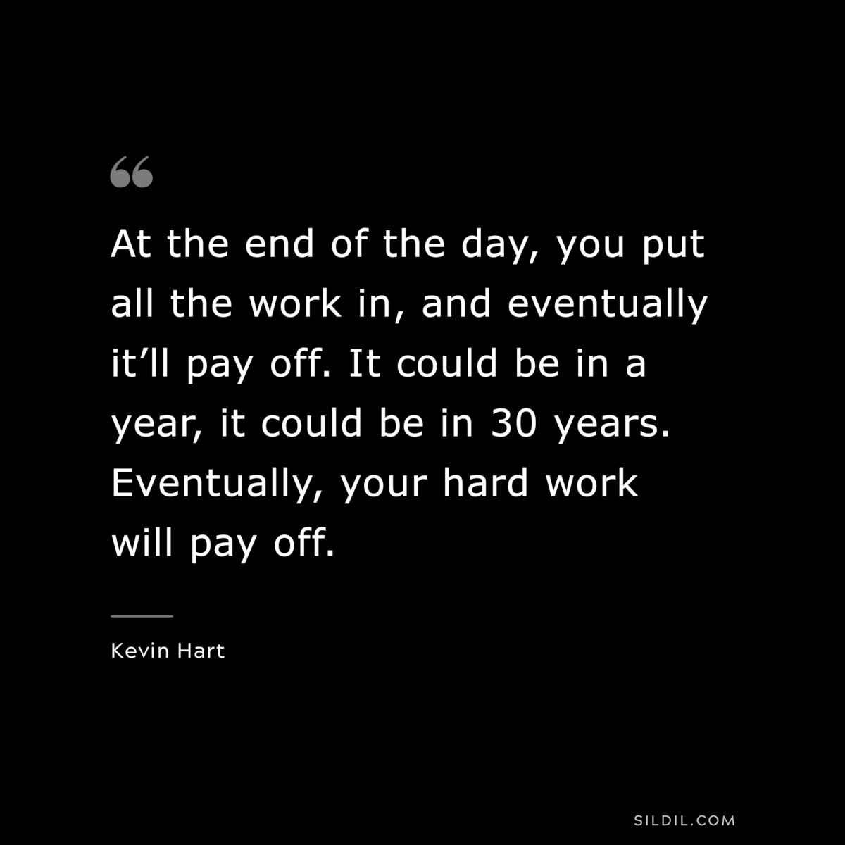 At the end of the day, you put all the work in, and eventually it’ll pay off. It could be in a year, it could be in 30 years. Eventually, your hard work will pay off. ― Kevin Hart