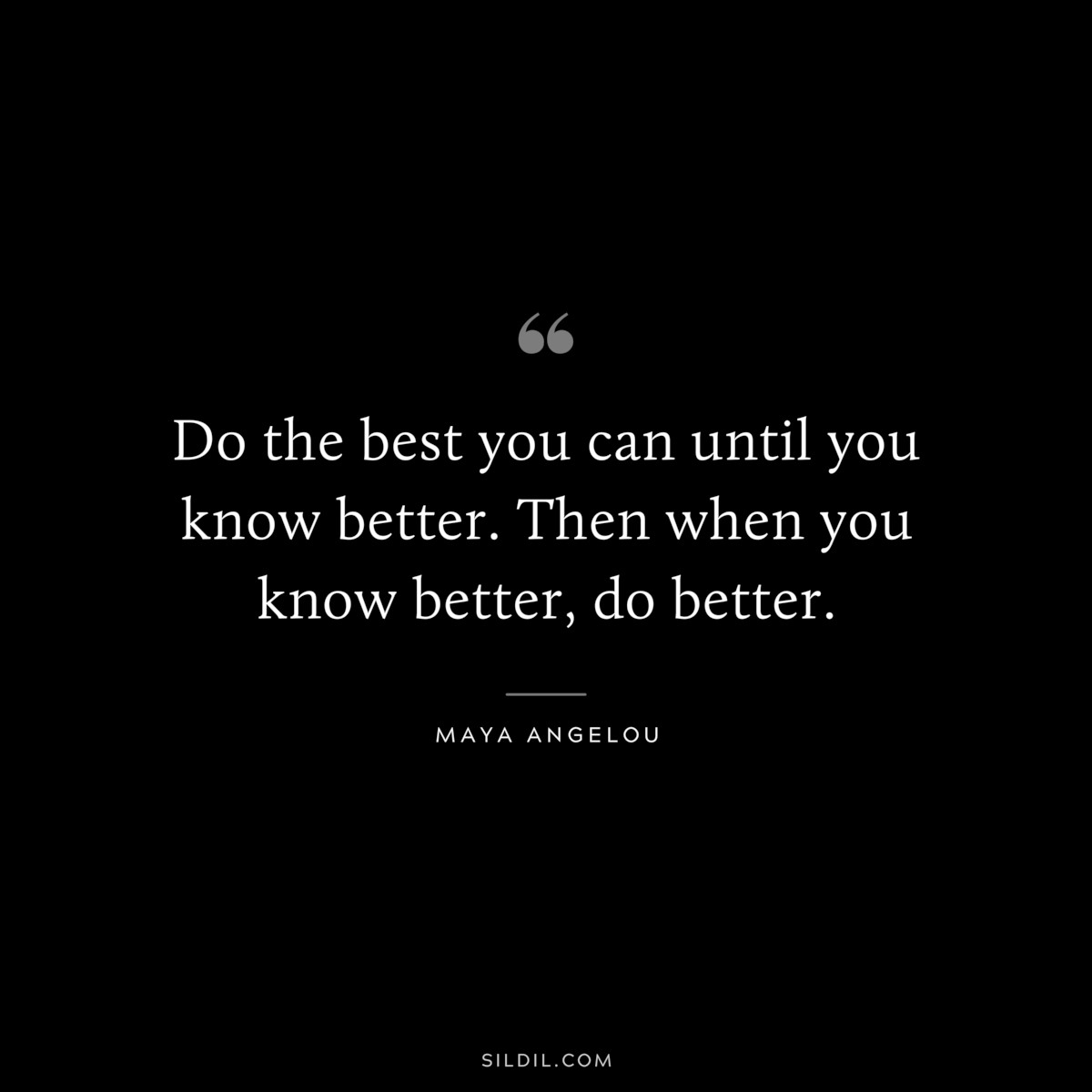 Do the best you can until you know better. Then when you know better, do better. ― Maya Angelou