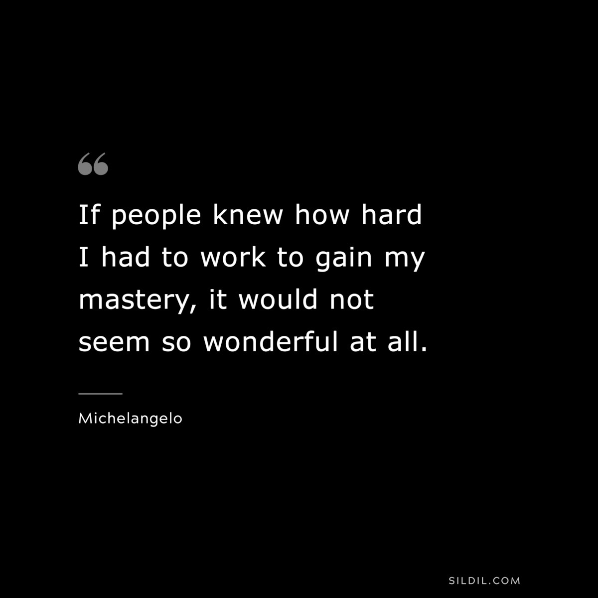 If people knew how hard I had to work to gain my mastery, it would not seem so wonderful at all. ― Michelangelo