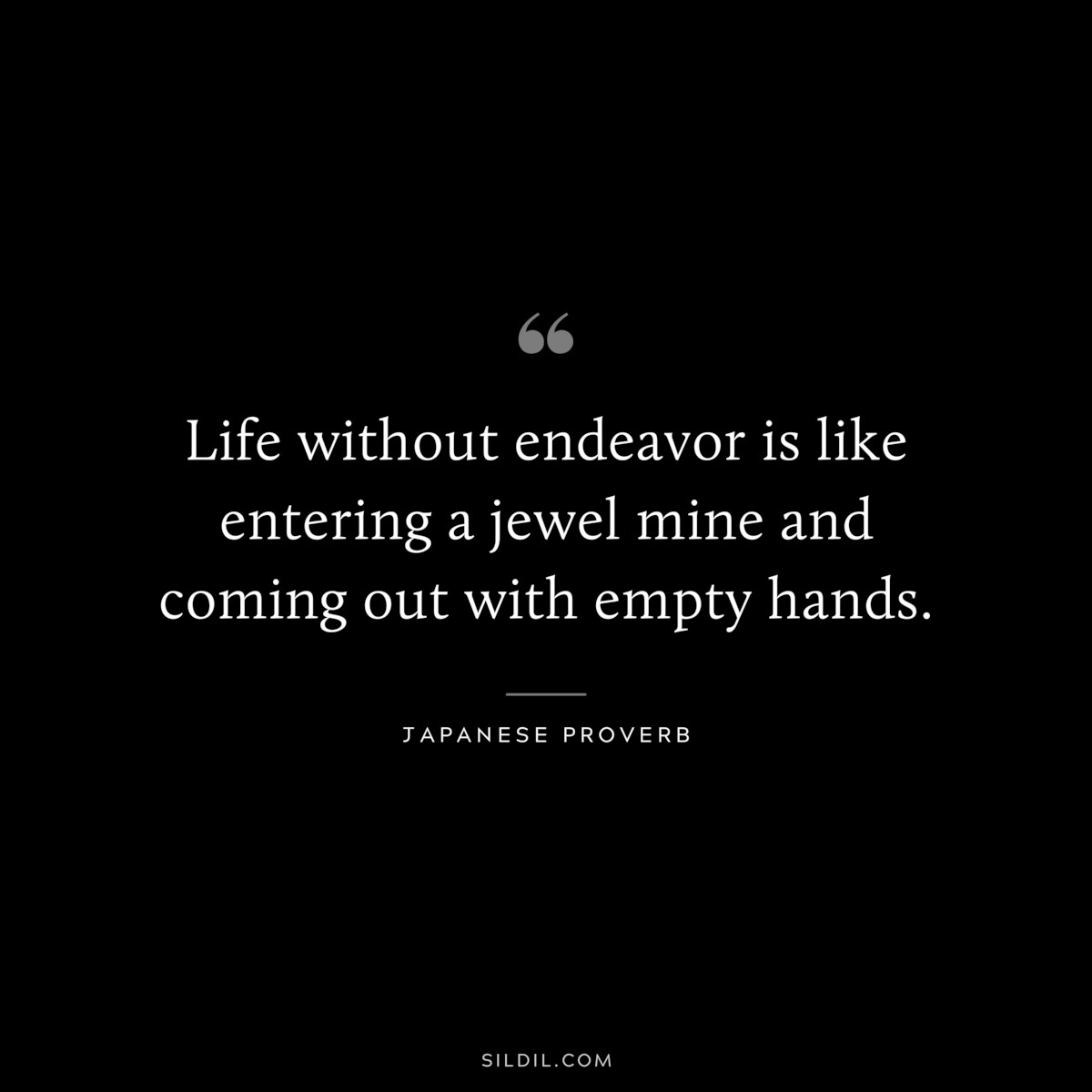 Life without endeavor is like entering a jewel mine and coming out with empty hands. ― Japanese Proverb