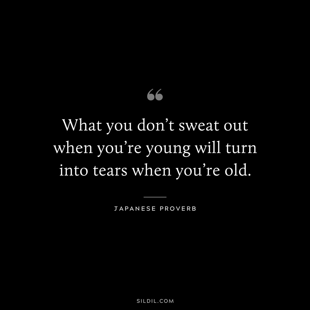 What you don’t sweat out when you’re young will turn into tears when you’re old. ― Japanese Proverb