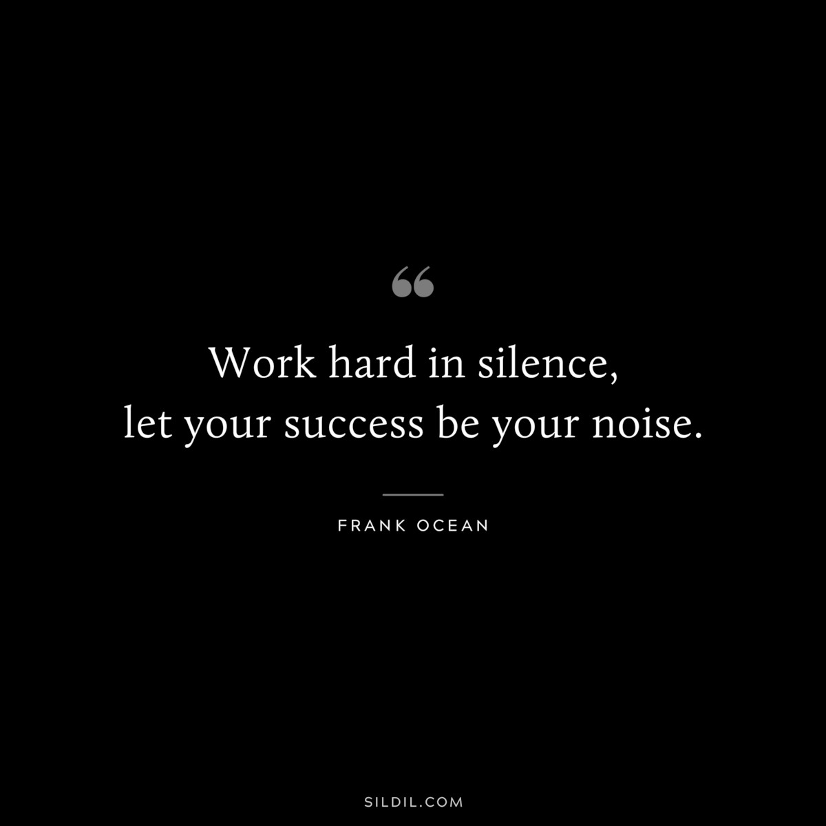 Work hard in silence, let your success be your noise. ― Frank Ocean