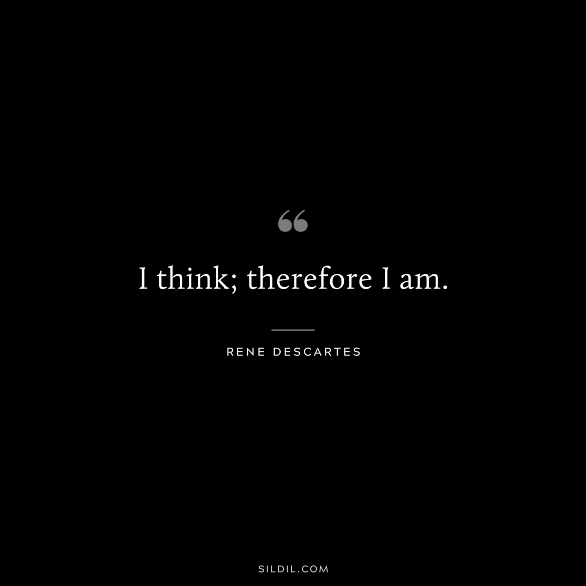 I think; therefore I am. ― Rene Descartes