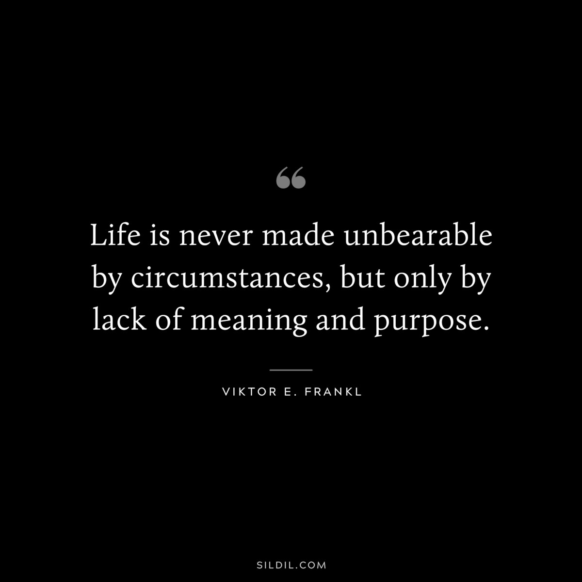 Life is never made unbearable by circumstances, but only by lack of meaning and purpose. ― Viktor E. Frankl