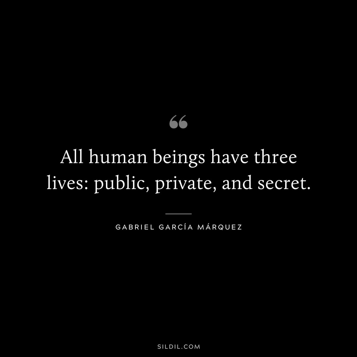 All human beings have three lives: public, private, and secret. ― Gabriel García Márquez