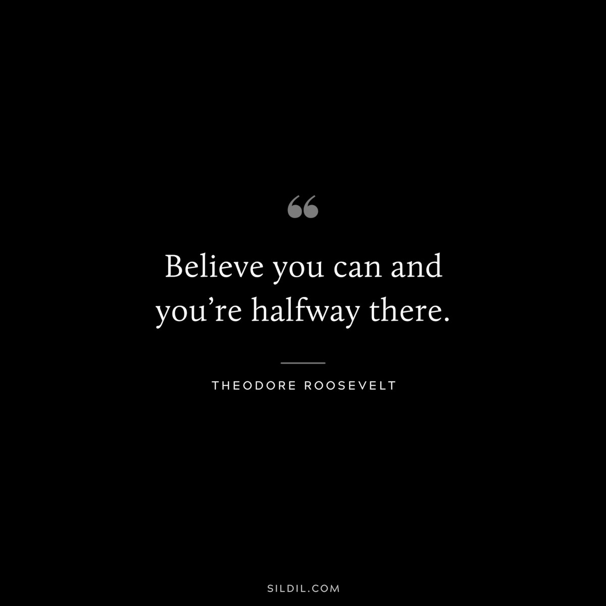 Believe you can and you’re halfway there. ― Theodore Roosevelt