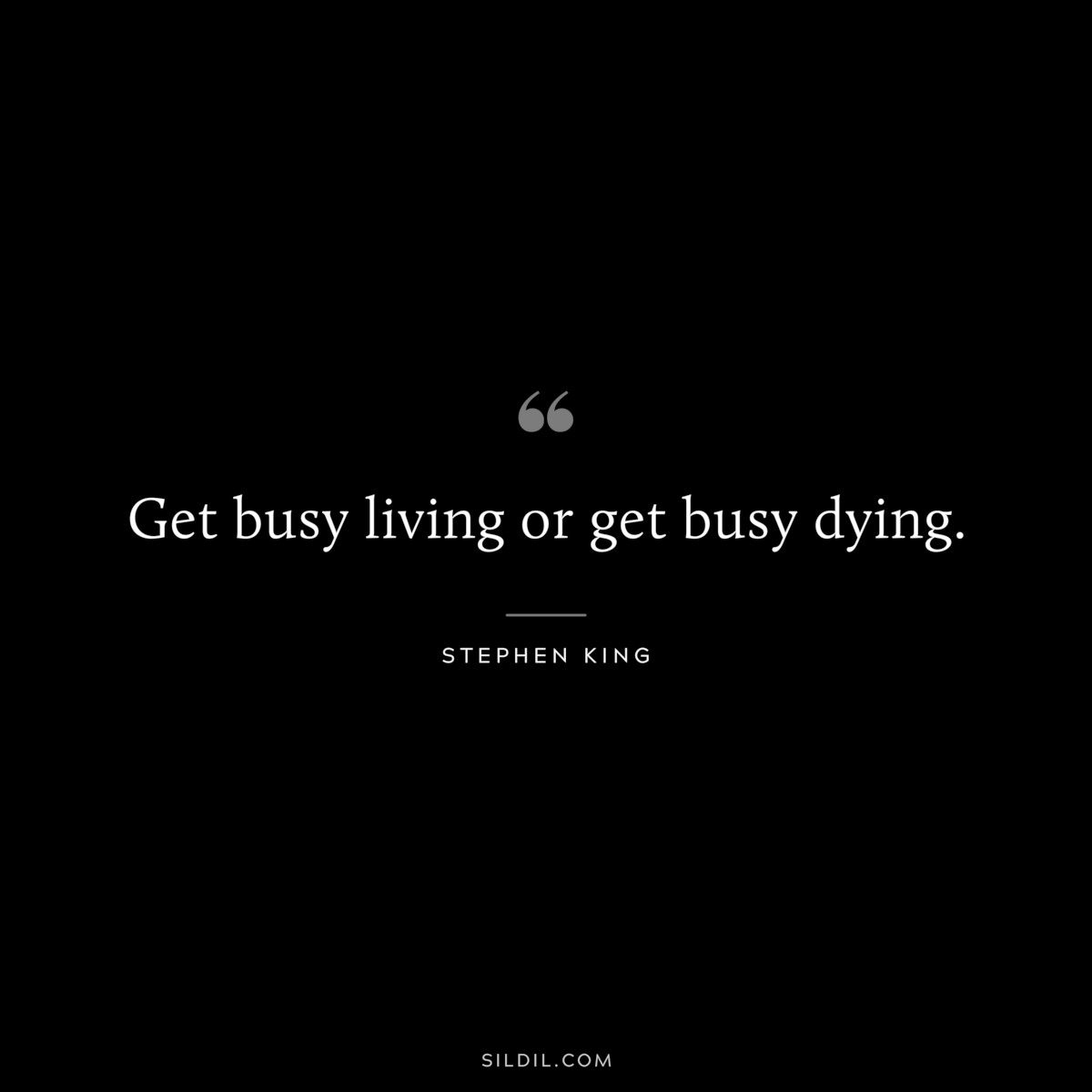 Get busy living or get busy dying. ― Stephen King