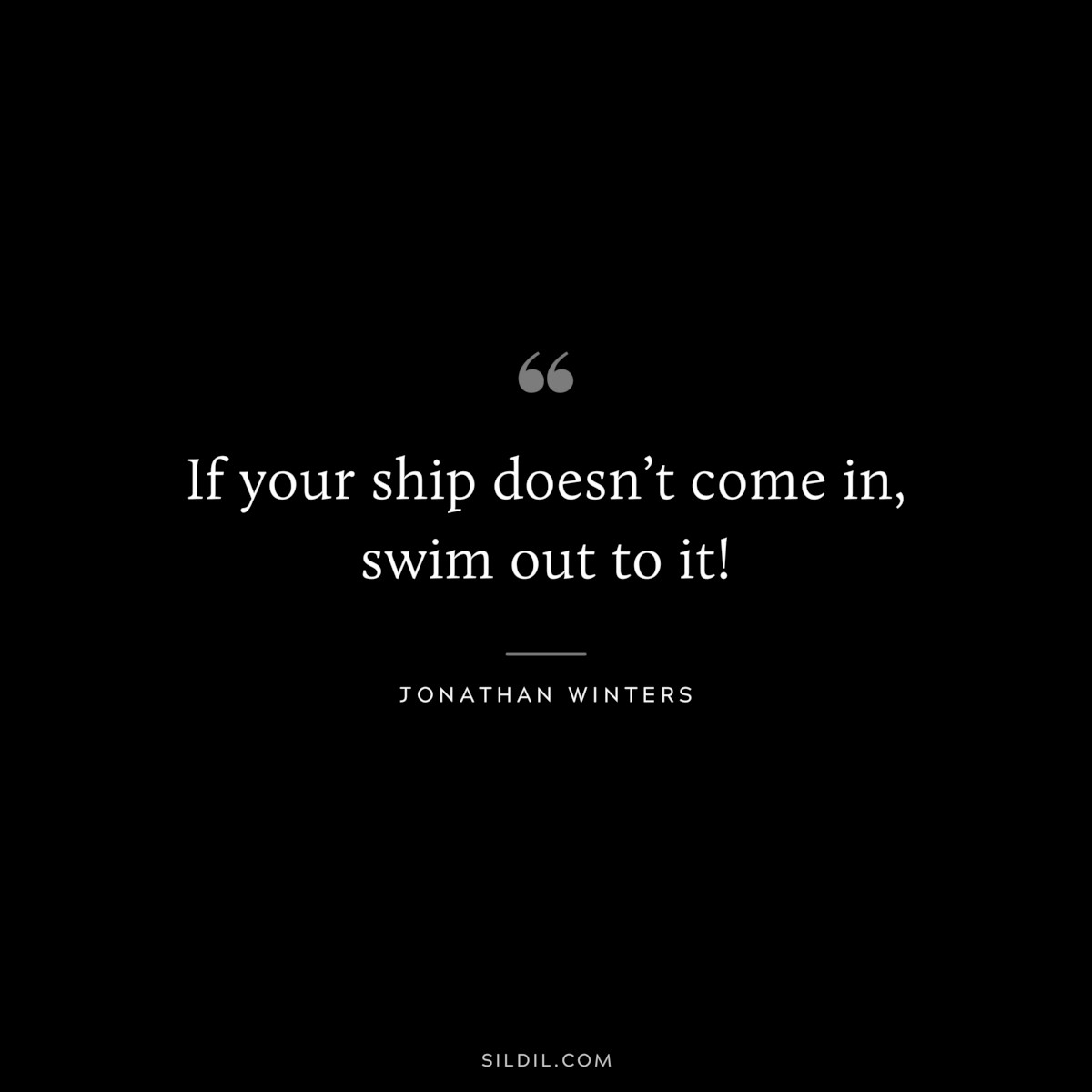 If your ship doesn’t come in, swim out to it! ― Jonathan Winters