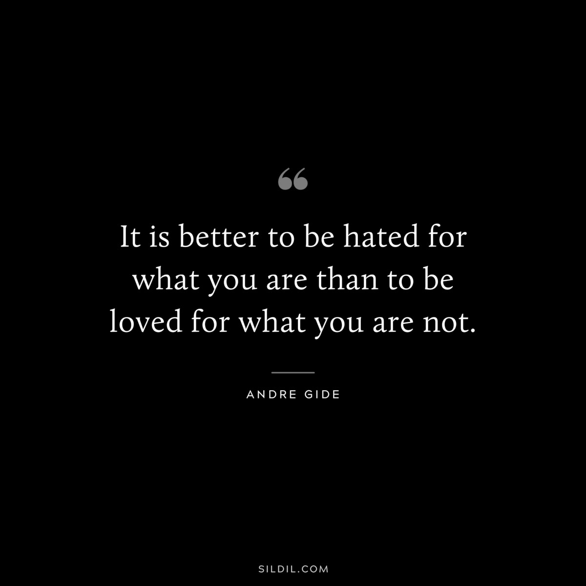 It is better to be hated for what you are than to be loved for what you are not. ― Andre Gide