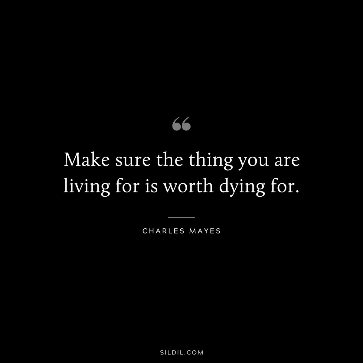 Make sure the thing you are living for is worth dying for. ― Charles Mayes