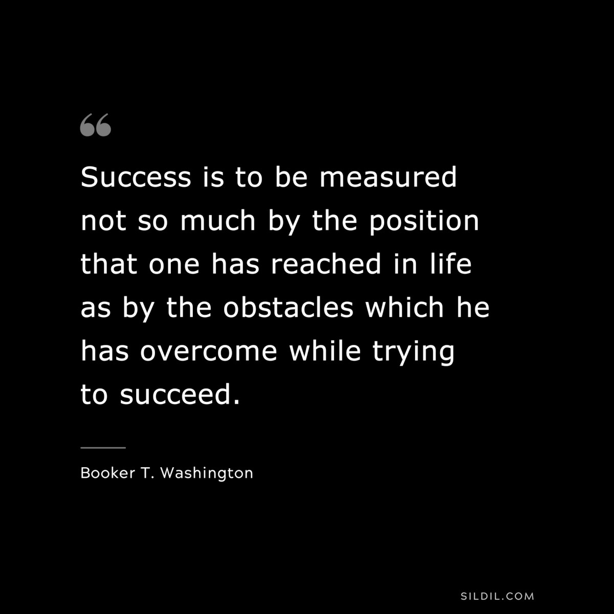 Success is to be measured not so much by the position that one has reached in life as by the obstacles which he has overcome while trying to succeed. ― Booker T. Washington