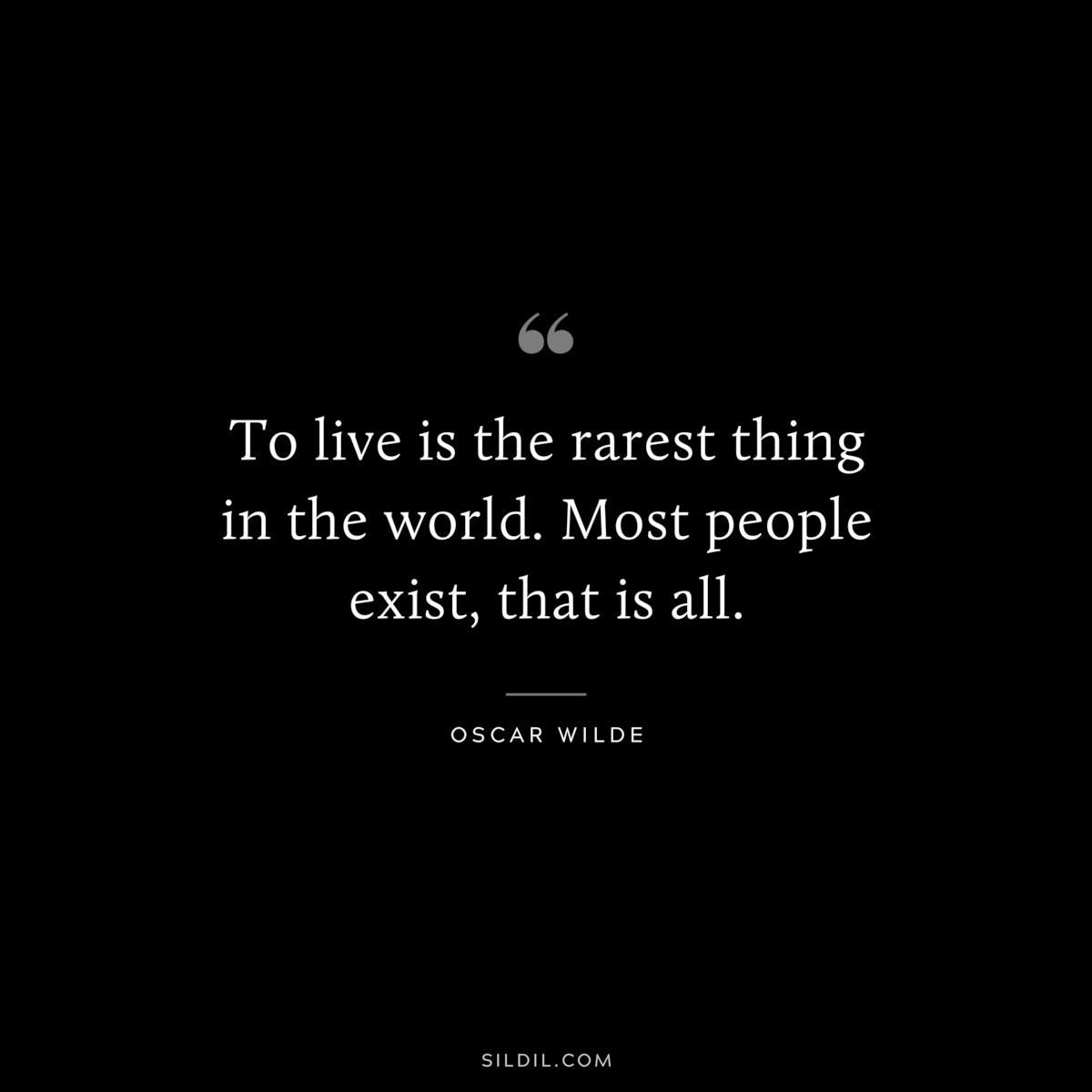 To live is the rarest thing in the world. Most people exist, that is all. ― Oscar Wilde