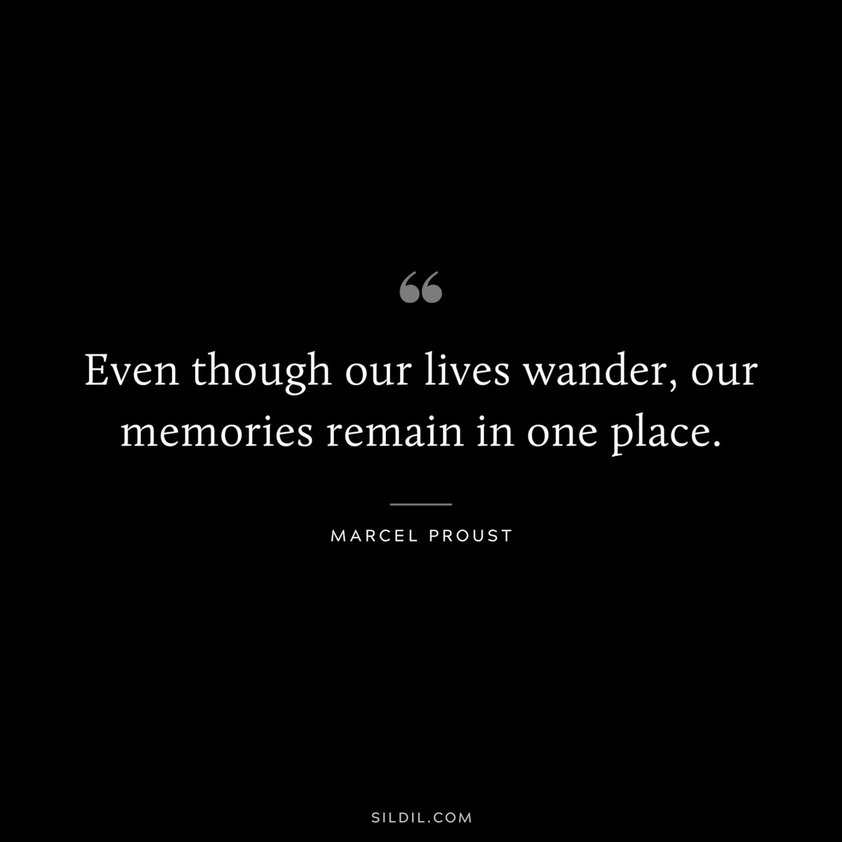 Even though our lives wander, our memories remain in one place. ― Marcel Proust