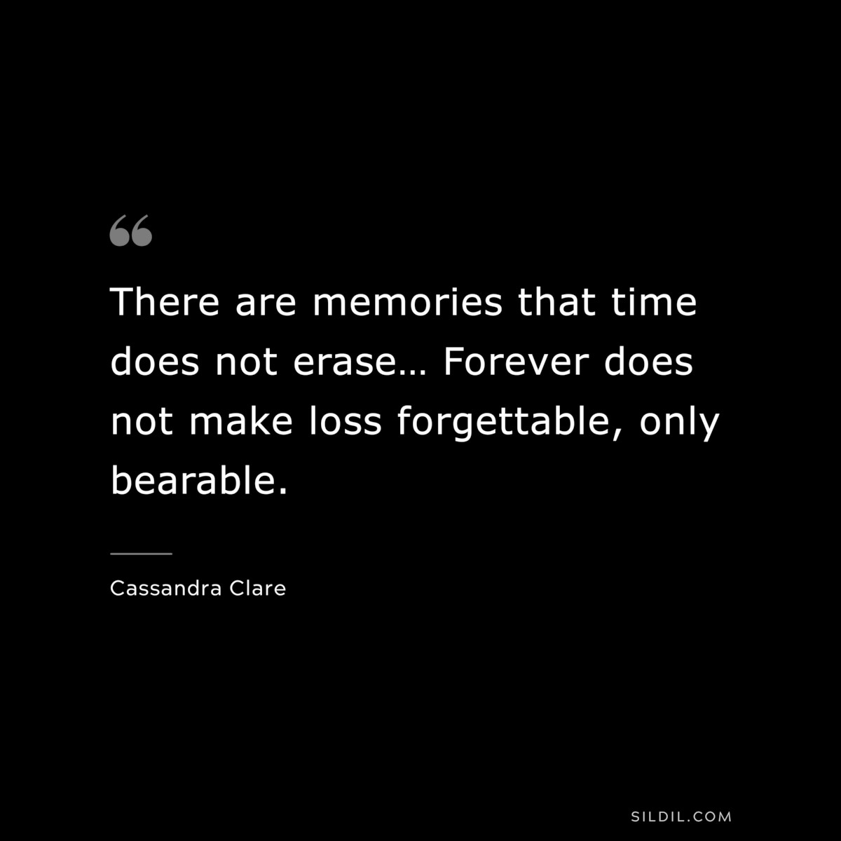 There are memories that time does not erase… Forever does not make loss forgettable, only bearable. ― Cassandra Clare