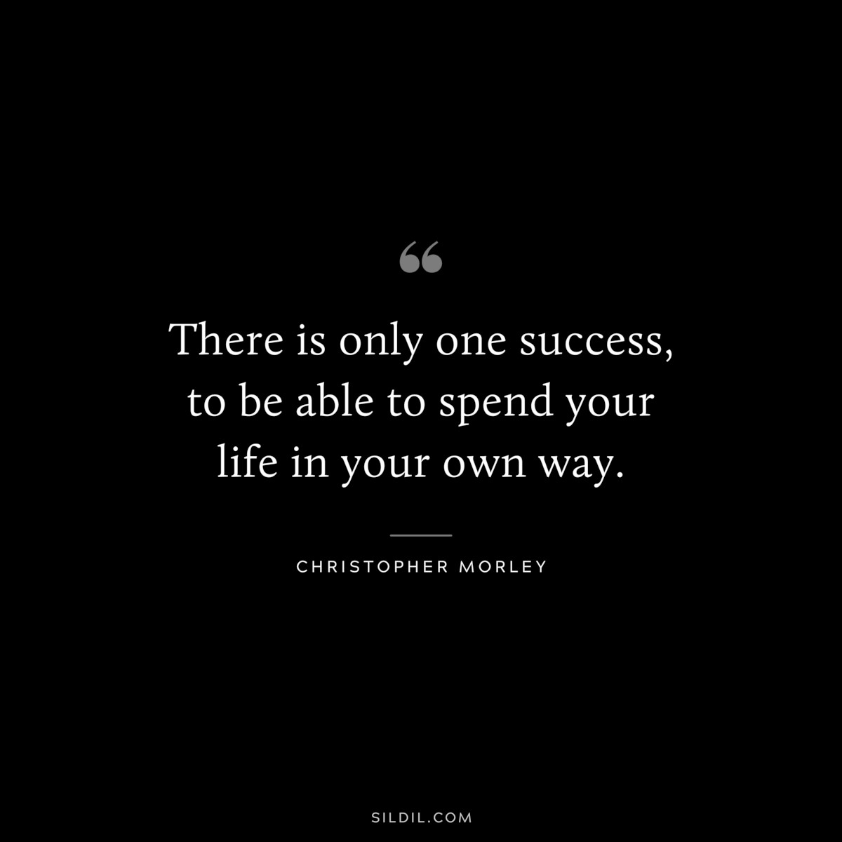 There is only one success, to be able to spend your life in your own way. ― Christopher Morley