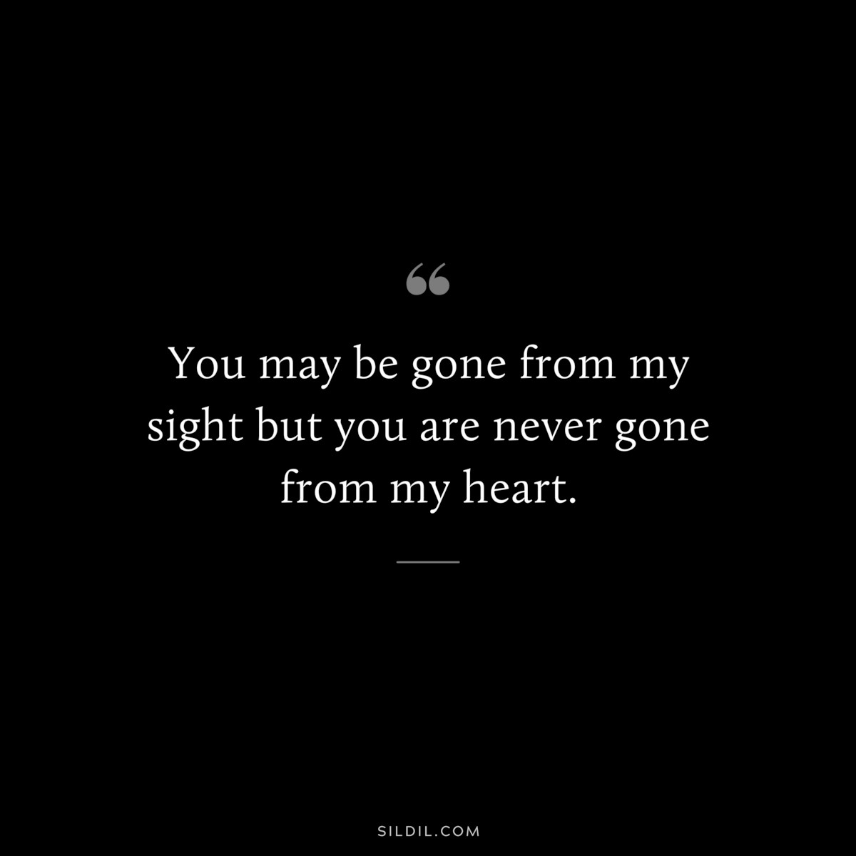 You may be gone from my sight but you are never gone from my heart.