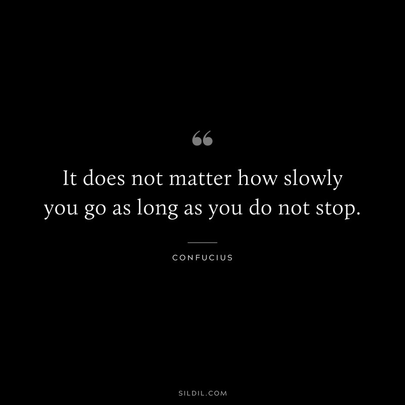 It does not matter how slowly you go as long as you do not stop. — Confucius