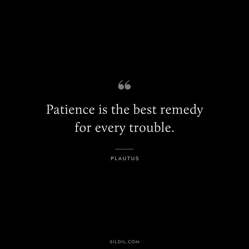 Patience is the best remedy for every trouble. ― Plautus