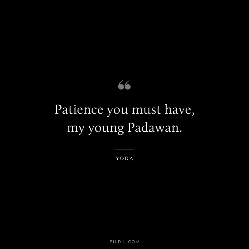 Patience you must have, my young Padawan. ― Yoda