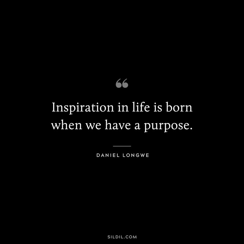 Inspiration in life is born when we have a purpose. ― Daniel Longwe