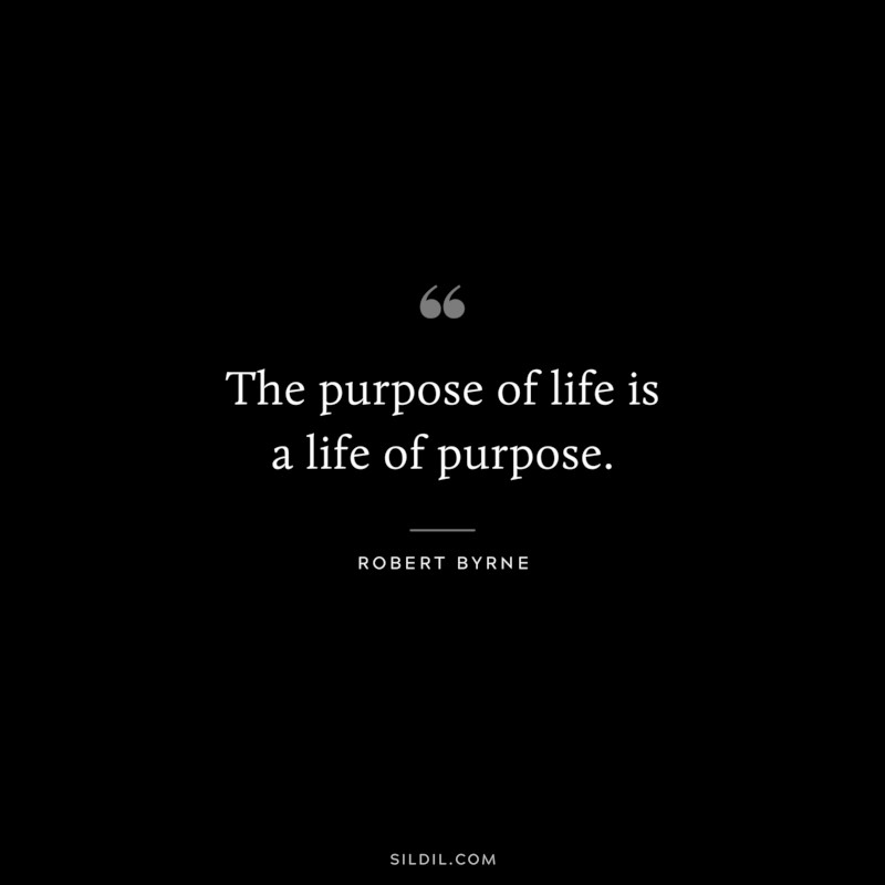 The purpose of life is a life of purpose. ― Robert Byrne