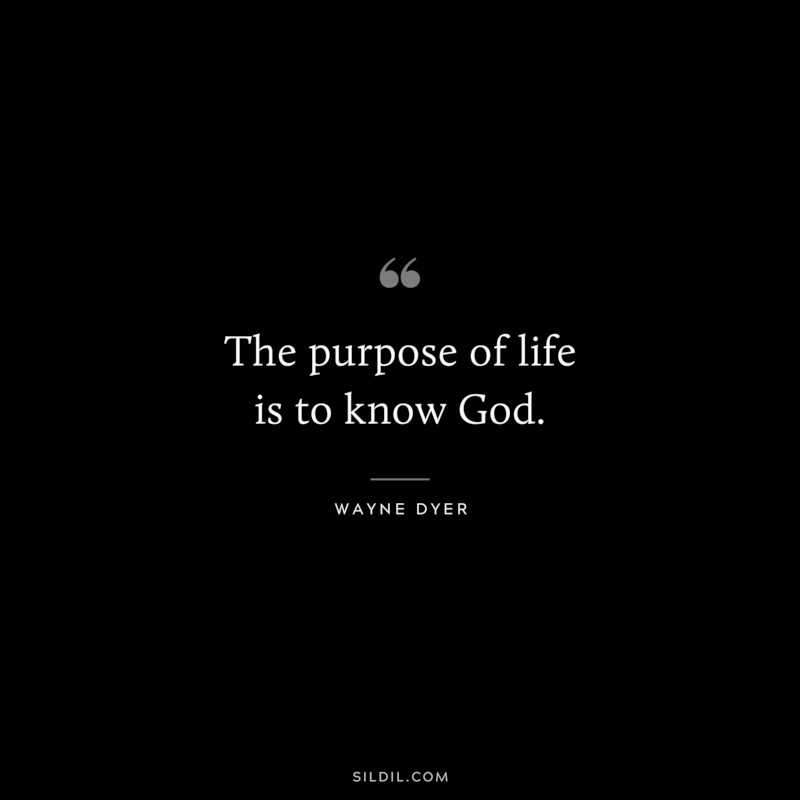 The purpose of life is to know God. ― Wayne Dyer