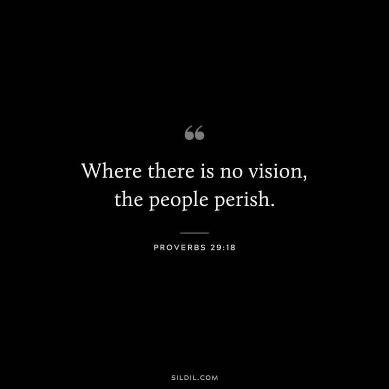 Where there is no vision, the people perish. ― Proverbs 29:18