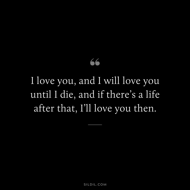 I love you, and I will love you until I die, and if there’s a life after that, I’ll love you then.