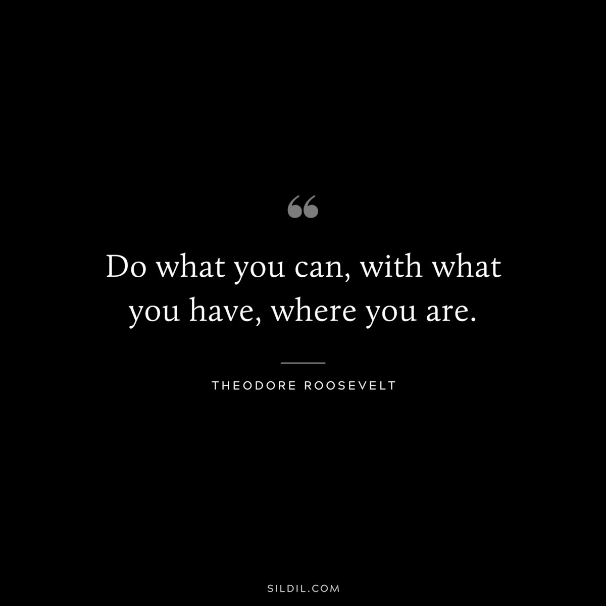 Do what you can, with what you have, where you are. ― Theodore Roosevelt