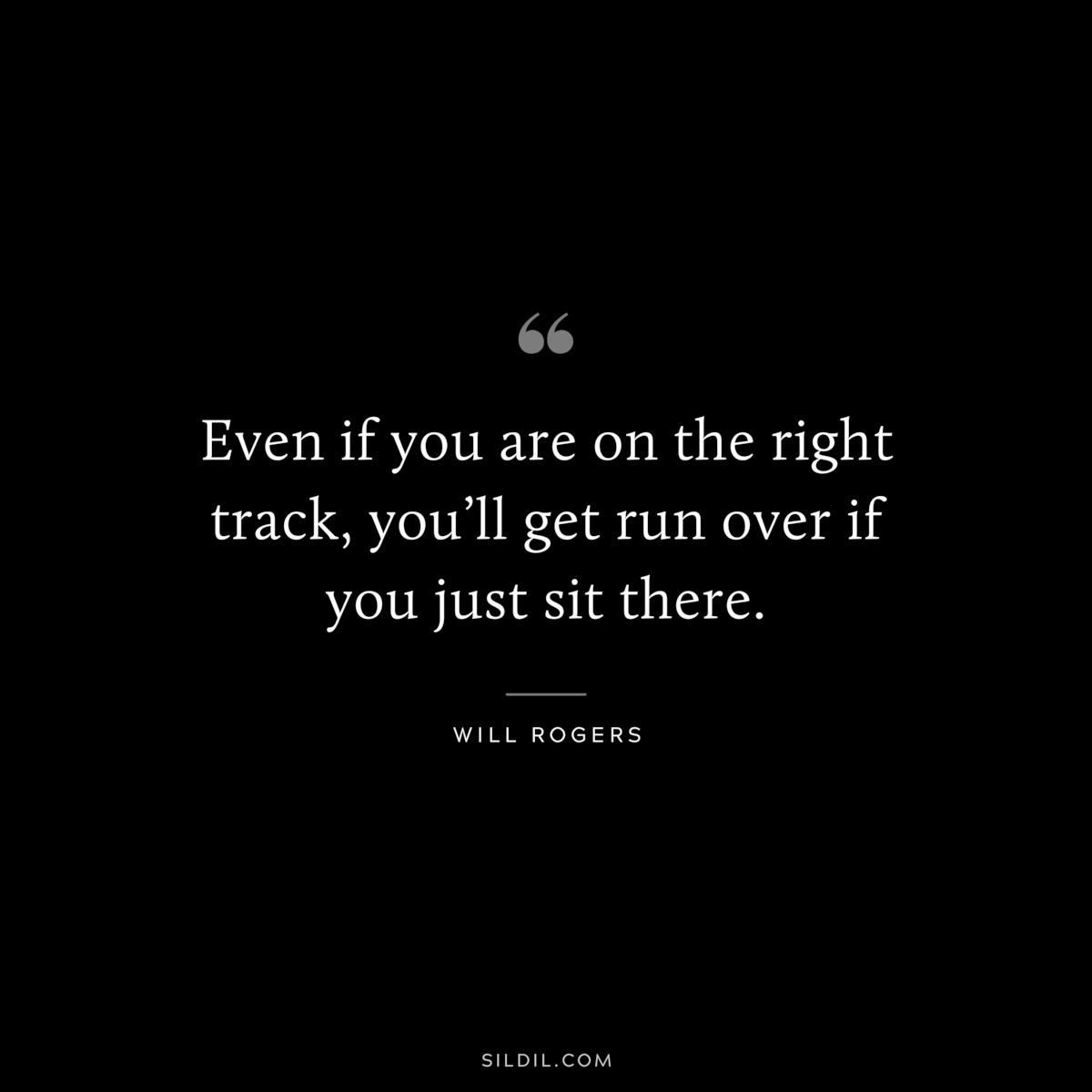 Even if you are on the right track, you’ll get run over if you just sit there. ― Will Rogers